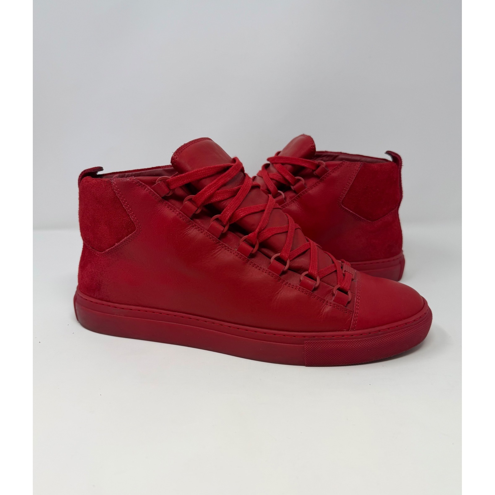 Balenciaga Arena High Top Sneaker Red Leather & Suede Size 10 Us 43 Eu
